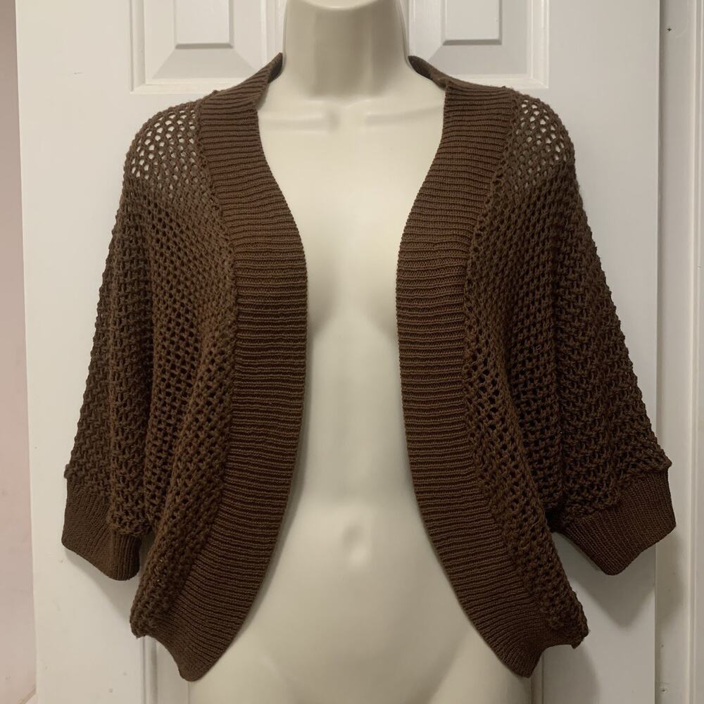 Faded Glory Y2K Forest Fairy Grunge Open Knit Cardigan Brown Crochet S NWT